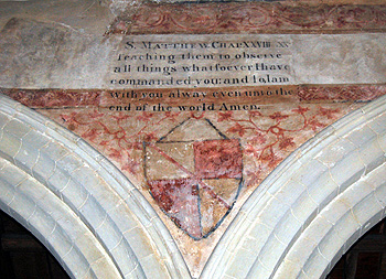 Loryng arms on the north arcade in the church June 2012